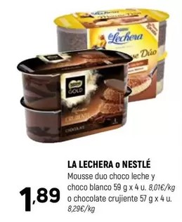 Oferta de Gold - Mousse Duo Choco Leche Y Choco Blanco O Chocolate Crujiente por 1,89€ en Coviran