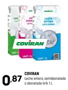 Oferta de Coviran - Leche Entera, Semidesnatada O Desnatada Brik por 0,87€ en Coviran