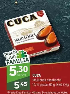 Oferta de Cuca - Mejillones Escabeche por 5,45€ en Coviran