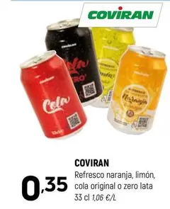 Oferta de Coviran - Refresco Naranja, Limón, Cola Original O Zero Lata por 0,35€ en Coviran