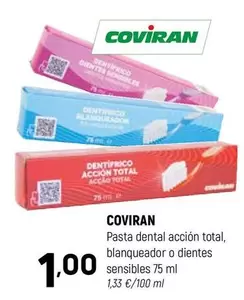 Oferta de Coviran - Pasta Dental Accion Total, Blanqueador O Dientes Sensibles por 1€ en Coviran