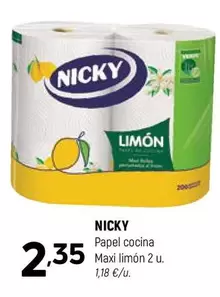 Oferta de Nicky - Papel Cocina Maxi Limon por 2,35€ en Coviran