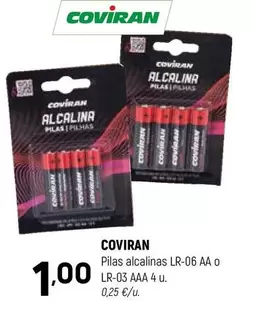 Oferta de Coviran - Pilas Alcalinas Lr-06 Aa O Lr-203 Aaa 4 U. por 1€ en Coviran