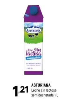 Oferta de La Asturiana - Leche Sin Lactosa Semidesnatada por 1,21€ en Coviran