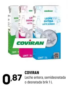 Oferta de Coviran - Leche Entera, Semidesnatada O Desnatada Brik por 0,87€ en Coviran