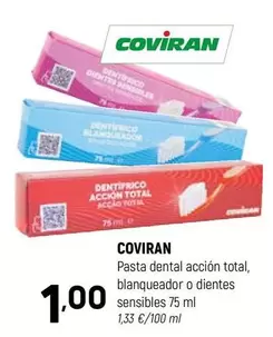 Oferta de Coviran - Pasta Dental Accion Total, Blanqueador O Dientes Sensibles por 1€ en Coviran