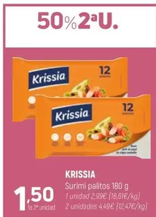 Oferta de Krissia - Surimi Palitos por 1,5€ en Coviran