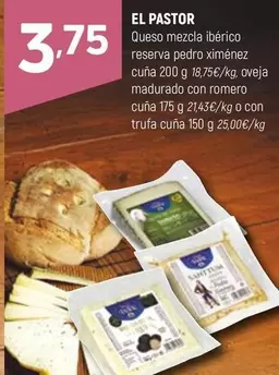 Oferta de El Pastor - Queso Mezcla Iberico Reserva Pedro Ximénez Cuna por 3,75€ en Coviran