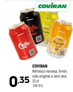 Oferta de Coviran - Refresco Naranja, Limón, Cola Original O Zero Lata por 0,35€ en Coviran