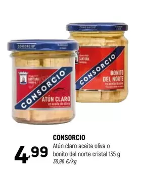 Oferta de Consorcio - Atun Claro Aceite Oliva O Bonito Del Norte Cristal por 4,99€ en Coviran