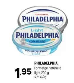 Oferta de Philadelphia - Formatge Natural O Light por 1,95€ en Coviran