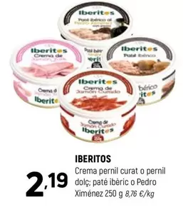 Oferta de Ibéritos - Crema Pernil Curat O Pernil Dolc; Paté Ibèric O Pedro Ximénez por 2,19€ en Coviran