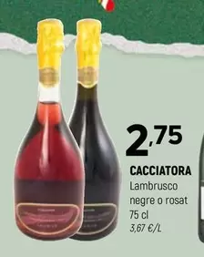 Oferta de Cacciatora - Lambrusco Negre O Rosat por 2,75€ en Coviran