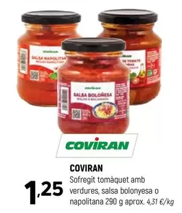 Oferta de Coviran - Sofregit Tomàquet Amb Verdures, Salsa Bolonyesa O Napolitana por 1,25€ en Coviran