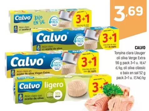 Oferta de Calvo - Tonyina Clara Ueguer Oli Oliva Verge Extra por 3,69€ en Coviran