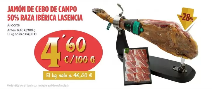 Oferta de Lasencia - Jamón De Cebo De Campo 50% Raza Ibérica por 4,6€ en Ahorramas