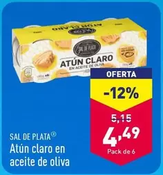 Oferta de Sal De Plata - Atun Claro En Aceite De Oliva por 4,49€ en ALDI