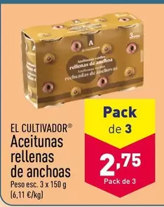 Oferta de El Cultivador - Aceitunas Rellenas De Anchoas por 2,75€ en ALDI