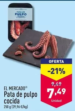 Oferta de El Mercado - Pata De Pulpo Cocida por 7,49€ en ALDI