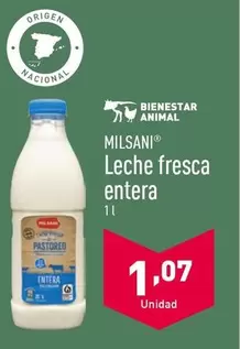 Oferta de Milsani - Leche Fresca Entera por 1,07€ en ALDI