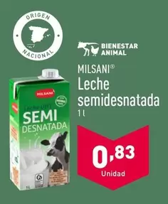 Oferta de Milsani - Leche Semidesnatada por 0,83€ en ALDI