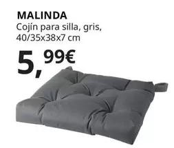 Oferta de Malinda - Cojín Para Silla, Gris, 40/35x38x7 Cm por 5,99€ en IKEA