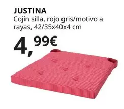 Oferta de Justina - Cojin Silla, Rojo Gris/motivo A Rayas, 42/35x40x4 Cm por 4,99€ en IKEA