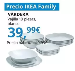 Oferta de Vardera - Vajilla 18 Piezas Blanco por 39,99€ en IKEA