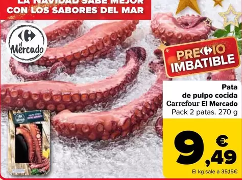 Oferta de Carrefour - Pata  De Pulpo Cocida  El Mercado por 9,49€ en Carrefour