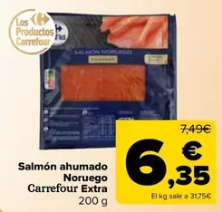 Oferta de Carrefour Extra - Salmon Ahumado Noruego  por 6,35€ en Carrefour