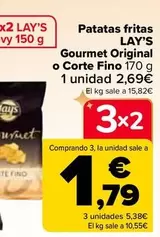 Oferta de Lay's - Patatas Fritas Gourmet Original O Corte Fino 170 G en Carrefour