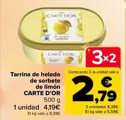 Oferta de Carte d'Or - Tarrina De Helado De Sorbete De Limon en Carrefour