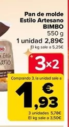 Oferta de Bimbo - Pan De Molde Estilo Artesano  en Carrefour