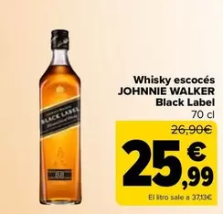 Oferta de Johnnie Walker - Whisky Escoces Black Label por 25,99€ en Carrefour