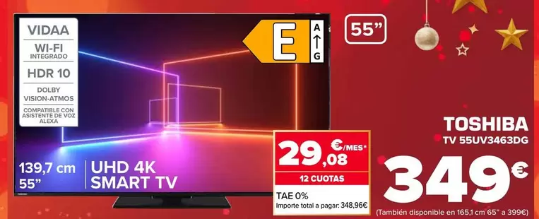 Oferta de Toshiba - Tv 55UV3463DG por 349€ en Carrefour