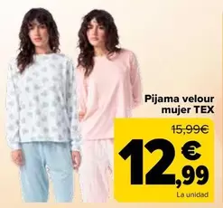 Oferta de Tex - Pijama Velour Mujer  por 12,99€ en Carrefour