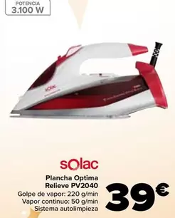 Oferta de Solac - Plancha Optima Relieve PVC2040 por 39€ en Carrefour