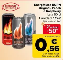 Oferta de Burn - Energéticos Original, Peach O Raspberry por 1,12€ en Carrefour