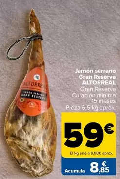 Oferta de Altorreal - Jamón Serrano Gran Reserva por 59€ en Carrefour