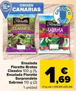 Oferta de Florette - Ensalada Brotes Classics, Ensalada Sorprendete Sabrosa  por 1,69€ en Carrefour