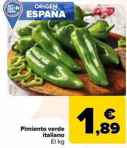 Oferta de Pimiento Verde Italiano por 1,89€ en Carrefour