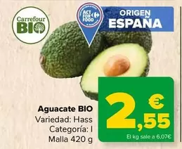 Oferta de Aguacate Bio por 2,55€ en Carrefour