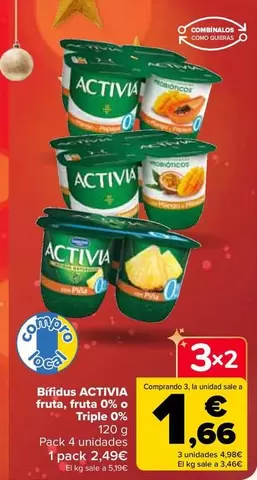 Oferta de Activia - Bífidus Fruta , Fruta 0% O Triple  en Carrefour