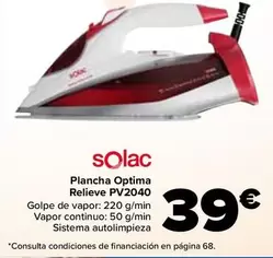 Oferta de Solac - Plancha Optima Relieve PVC2040 por 39€ en Carrefour