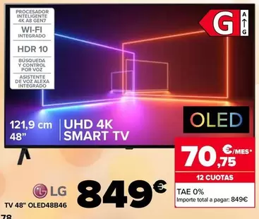 Oferta de LG - TV 48'' OLED48B46 por 849€ en Carrefour