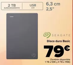 Oferta de Seagate - Disco Duro Basic por 79€ en Carrefour