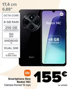 Oferta de Xiaomi - Smartphone Libre Redmi 14C por 155€ en Carrefour