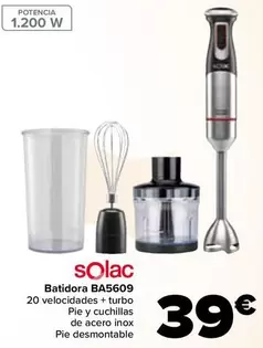 Oferta de Solac - Batidora BA5609 por 39€ en Carrefour