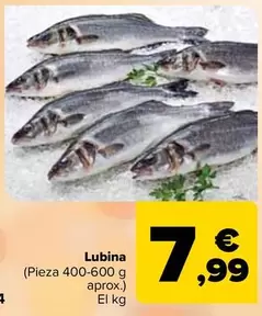 Oferta de Lubina por 7,99€ en Carrefour