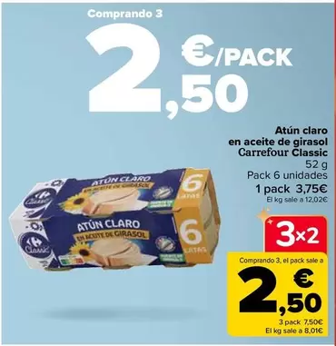 Oferta de Carrefour - Atún Claro En Aceite De Girasol Classic en Carrefour